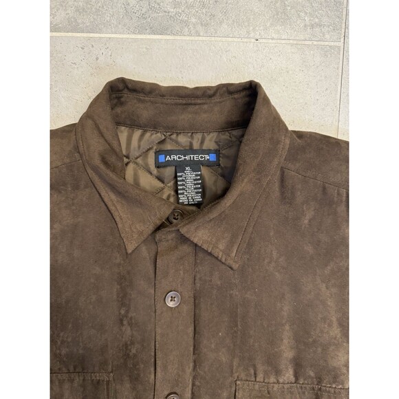 Architect Brown Microfiber Shirt Jacket Quilted Insulated Men's XL - EUC - Picture 2 of 9